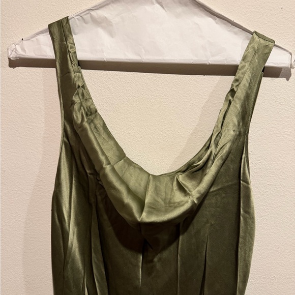 Reformation Olive Green Satin Midi Slip Dress - Picture 4 of 10